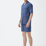 شورت رالي قطني باللون الأزرق الداكن