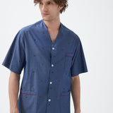 شورت رالي قطني باللون الأزرق الداكن