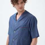 شورت رالي قطني باللون الأزرق الداكن