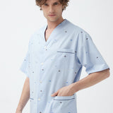 شورت رالي قطني باللون الأزرق