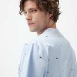 شورت رالي قطني باللون الأزرق