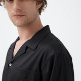 بيجامة كارو قطنية باللون الأسود