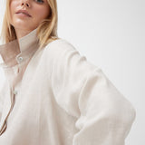 فستان قميص كتان باللون البيج