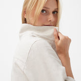 فستان قميص كتان باللون البيج