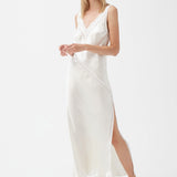 قميص حرير طويل من جوي باللون البيج