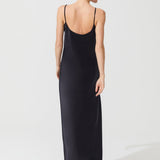 قميص حرير طويل من الماس باللون الأسود