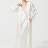 رداء حرير ماسي طويل باللون البني الفاتح