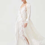 رداء حرير ماسي طويل باللون البني الفاتح