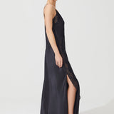 قميص حرير طويل من الماس باللون الأسود