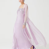 رداء طويل من الحرير الزن باللون الوردي