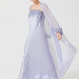 رداء طويل من الحرير الزن باللون الأرجواني