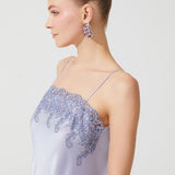 قميص طويل من الحرير الزن باللون الأرجواني