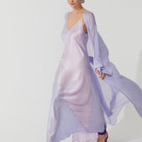 رداء ديكو الحريري باللون البنفسجي الوردي