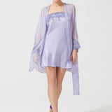 رداء قصير من الحرير الزن باللون الأرجواني