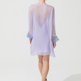 رداء قصير من الحرير الزن باللون الأرجواني