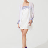 رداء قصير من الحرير الزن باللون البني الفاتح