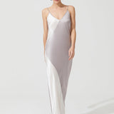 قميص ديكو الحريري باللون الرمادي والأبيض