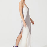 قميص ديكو الحريري باللون الرمادي والأبيض