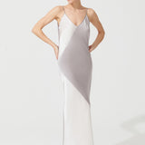 قميص ديكو الحريري باللون الرمادي والأبيض