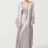 رداء فامبي الحريري الطويل باللون الرمادي