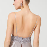 VAMPY SILK LONG CHEMISE GRAY