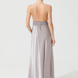 VAMPY SILK LONG CHEMISE GRAY