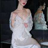 سترة عروس من الدانتيل باللون البيج