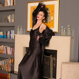 THE MOON SILK CHEMISE BLACK