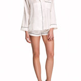 طقم شورت حرير بورت بيجامة إكرو