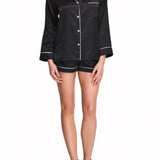 شورت بيجامة من الحرير من بورتي باللون الأسود