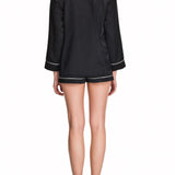 شورت بيجامة من الحرير من بورتي باللون الأسود