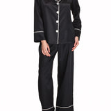 بيجامة حرير شانجاي باللون الأسود