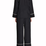 بيجامة حرير شانجاي باللون الأسود