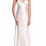 قميص حرير سوبرانو طويل باللون البيج