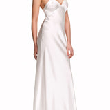 قميص حرير سوبرانو طويل باللون البيج