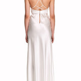 قميص حرير سوبرانو طويل باللون البيج