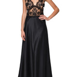 قميص طويل مطرز بدانتيل حرير فامبي باللون الأسود