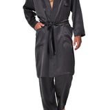 كيمونو حرير ملكي باللون الرمادي الداكن