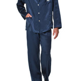 بيجامة حرير كينج باللون الأزرق الداكن