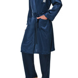 كيمونو حرير ملكي باللون الأزرق الداكن