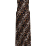 فستان طويل من الحرير بنقشة جلد النمر